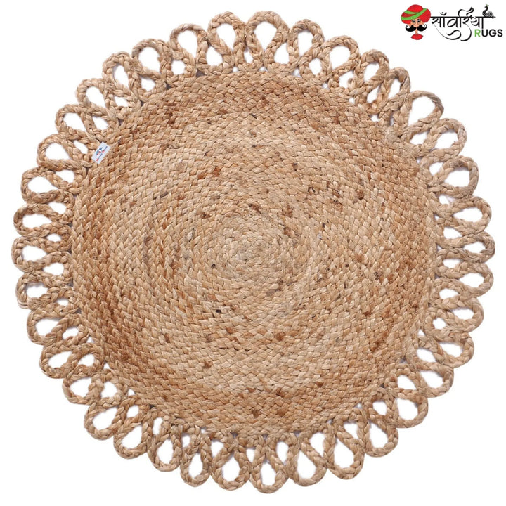 Handwoven Braided Jute Round Rug – Natural Floor Mat
