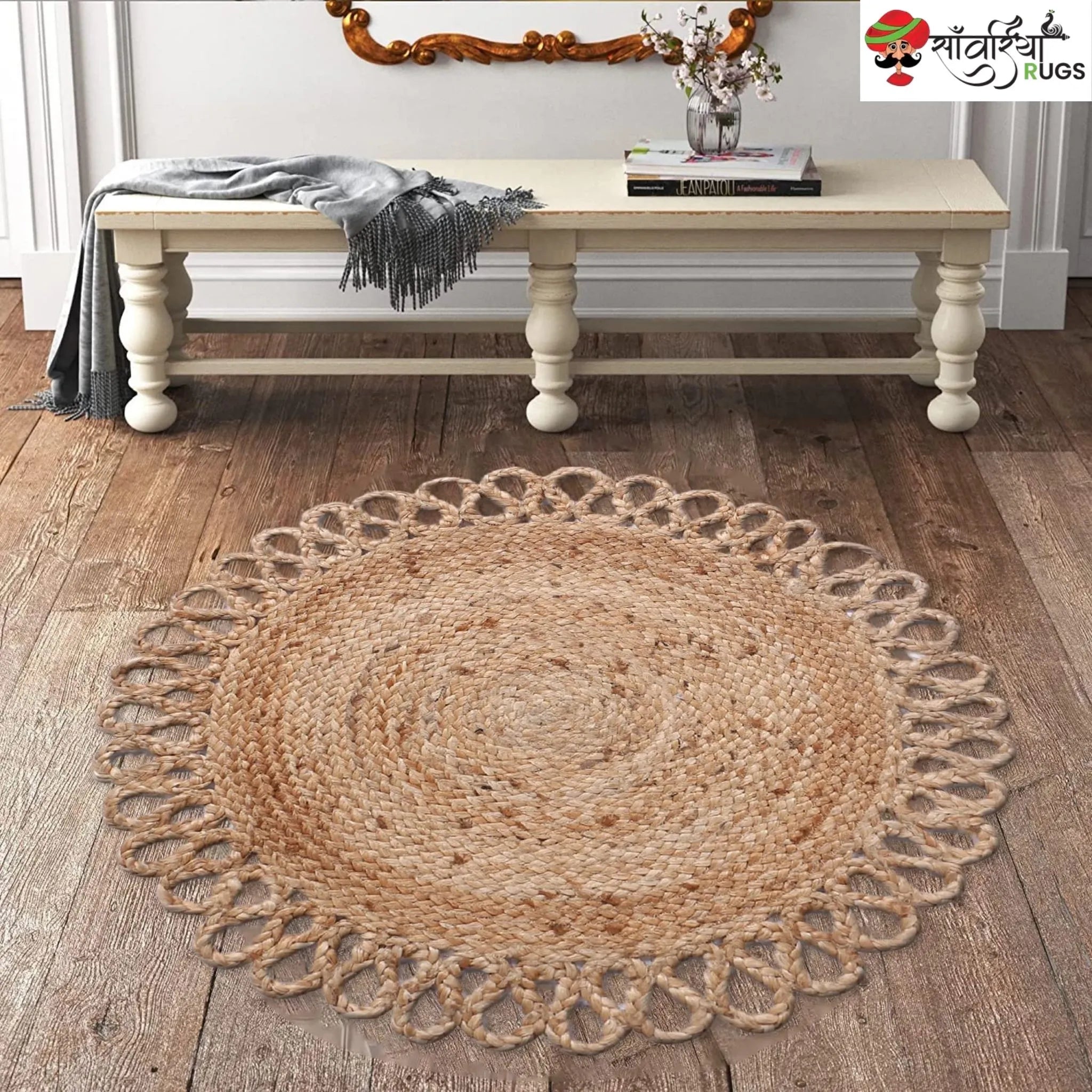 Handwoven Braided Jute Round Rug – Natural Floor Mat