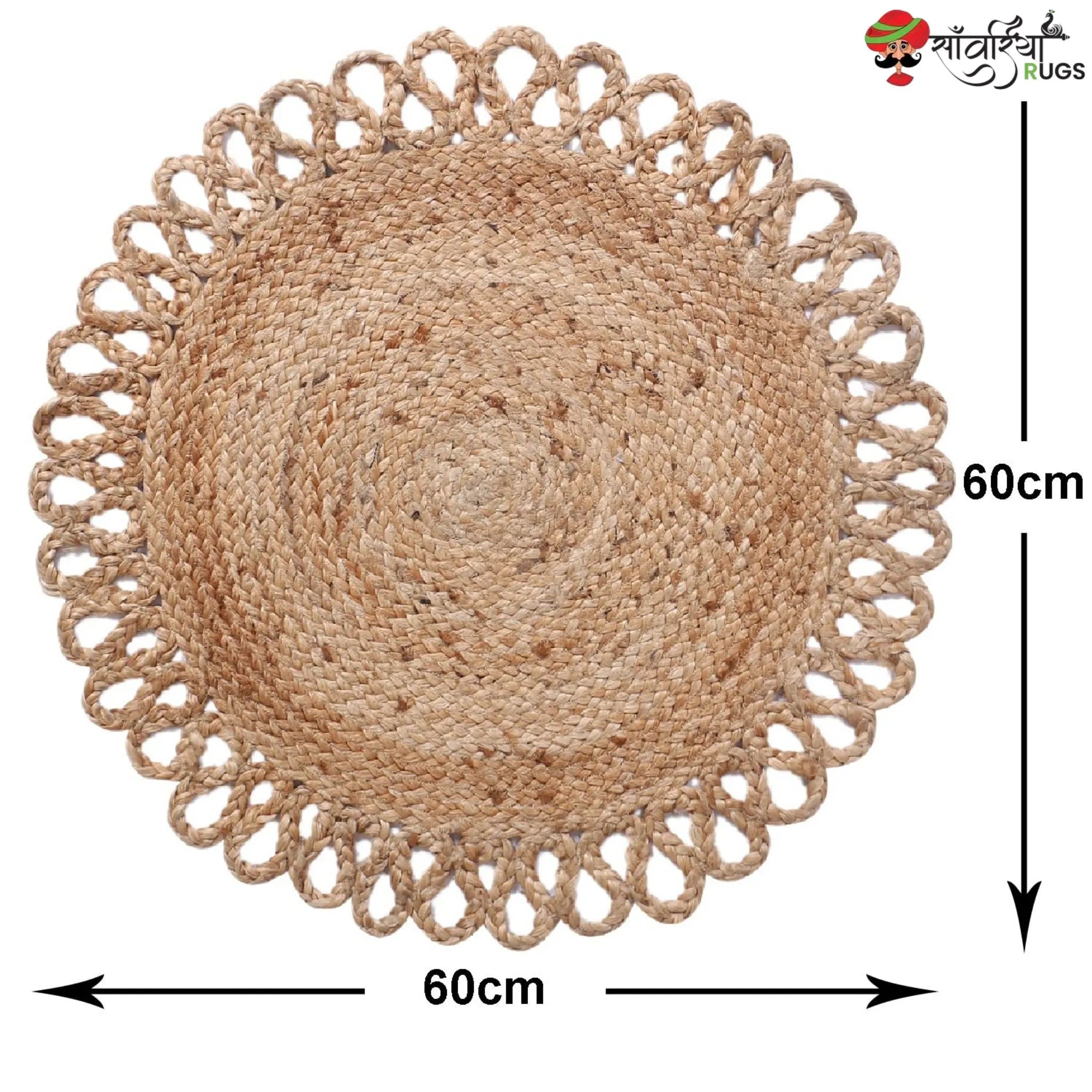 Handwoven Braided Jute Round Rug – Natural Floor Mat