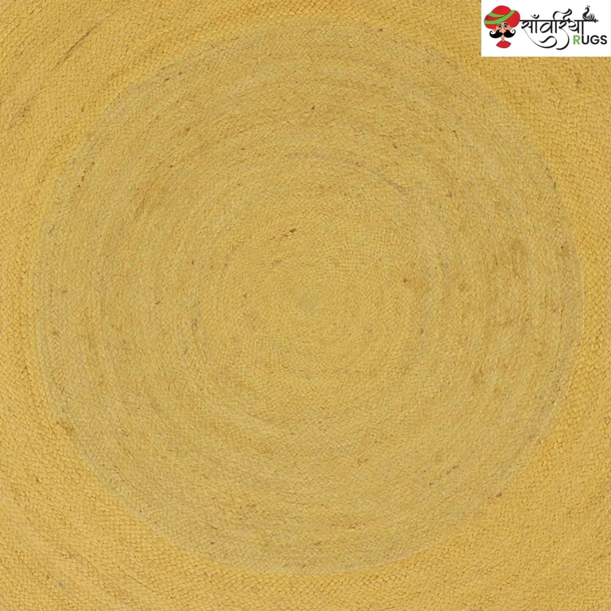 Handmade Yellow Braided Jute Round Rug for Boho Interiors