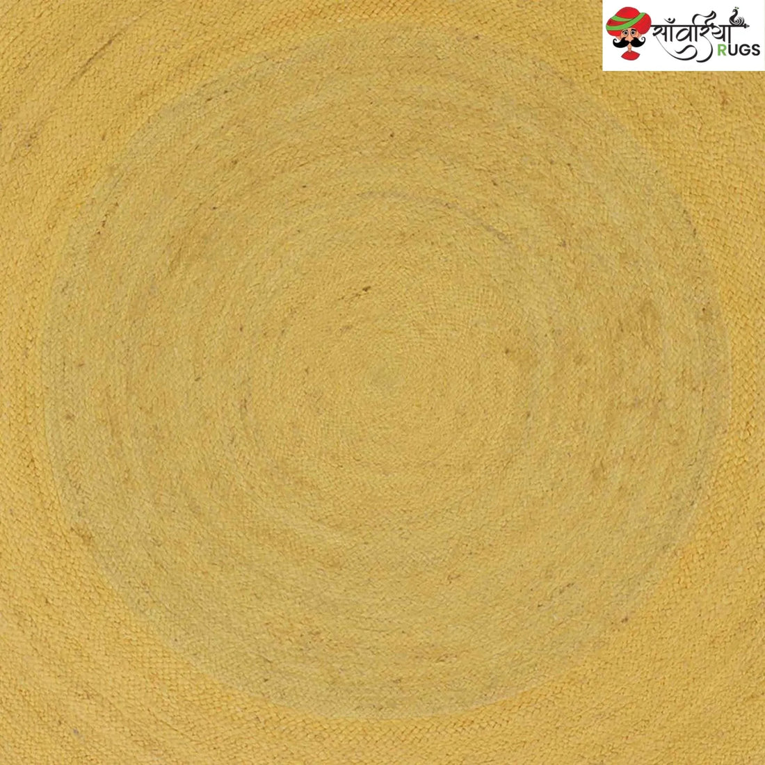 Handmade Yellow Braided Jute Round Rug for Boho Interiors