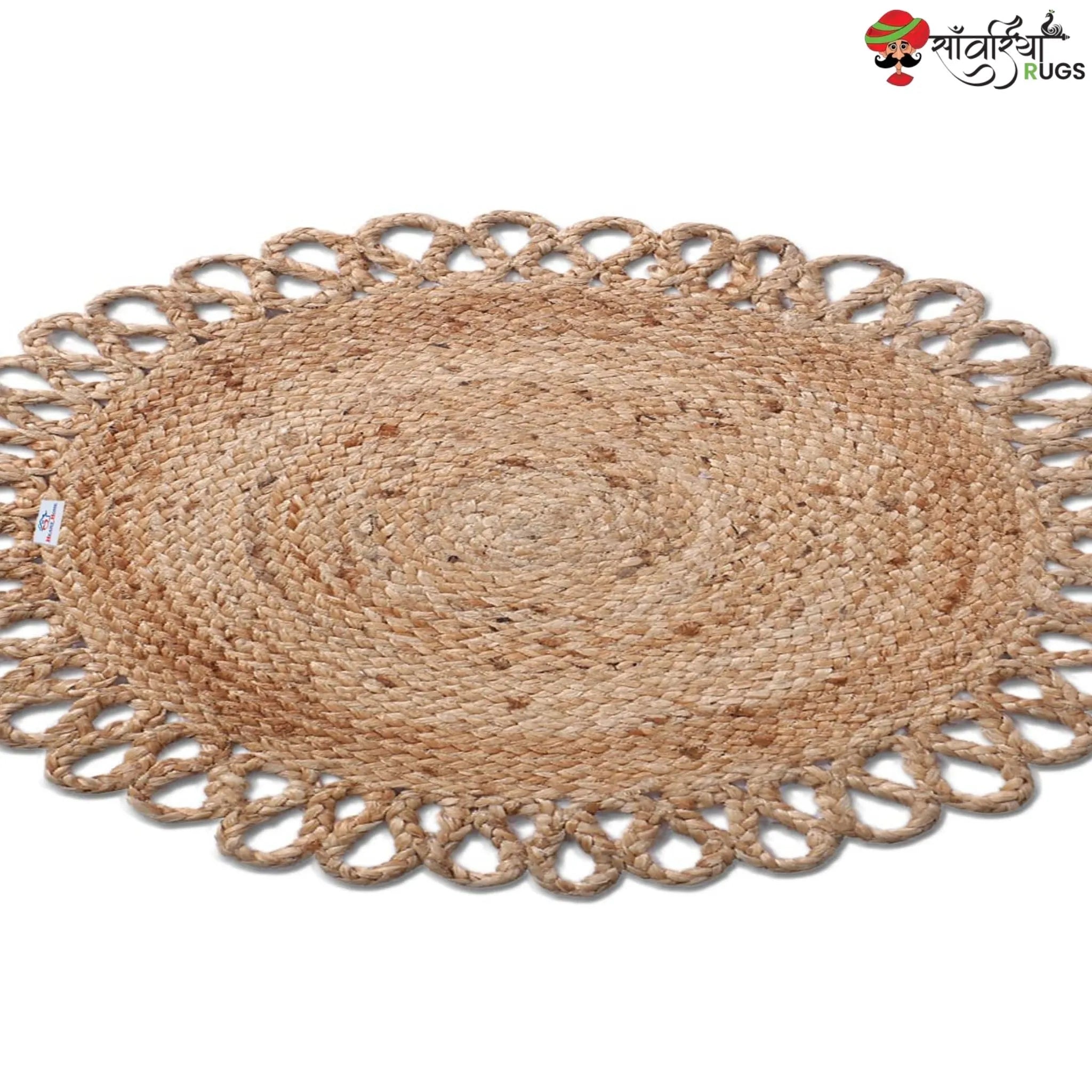 Handwoven Braided Jute Round Rug – Natural Floor Mat