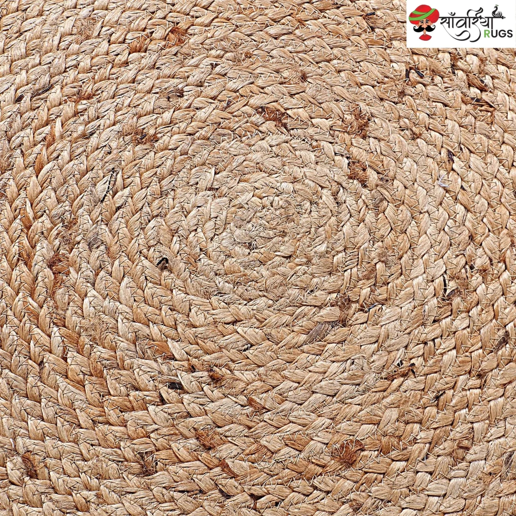 Handwoven Braided Jute Round Rug – Natural Floor Mat