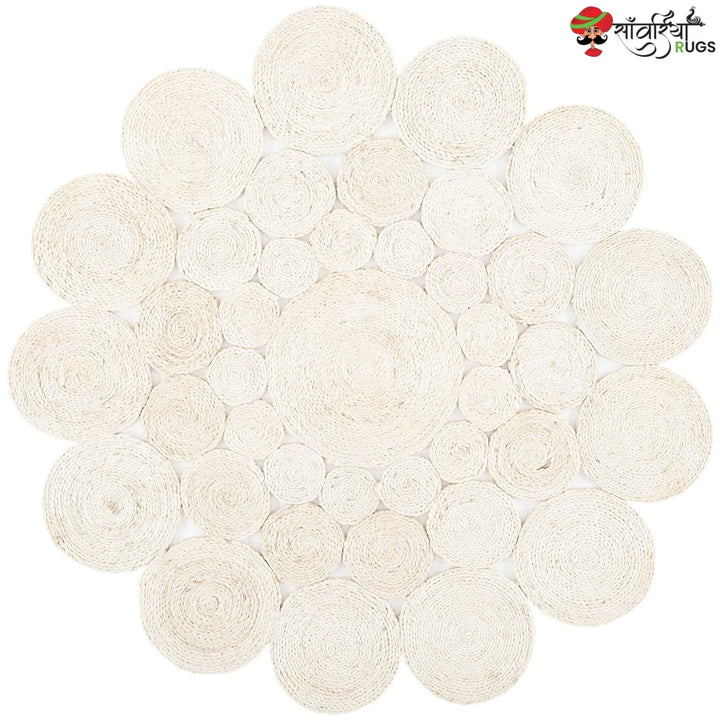 Handmade Handwoven Round Area Rug – Boho Rustic Farmhouse Style