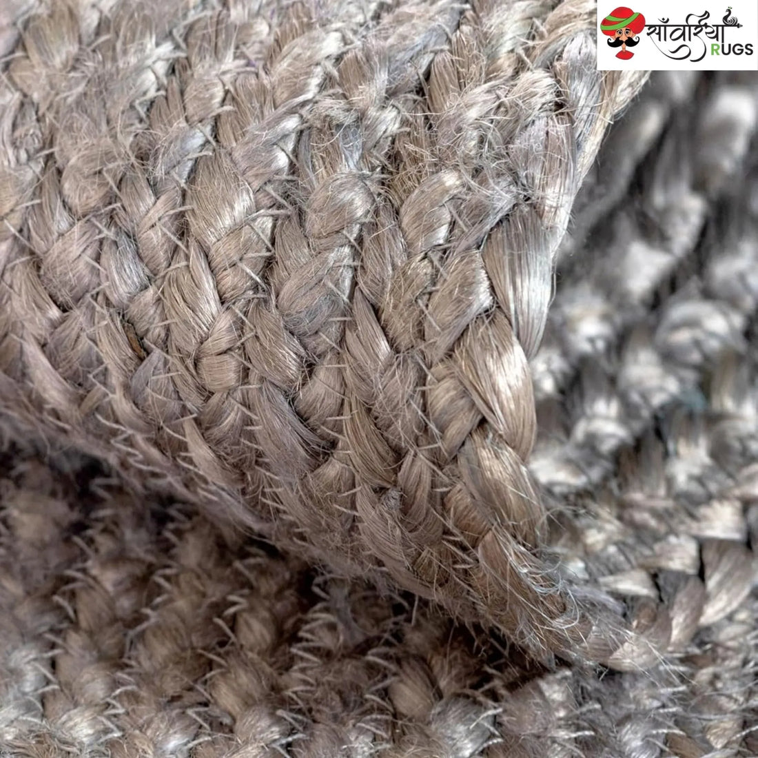 Handcrafted Multicolor Braided Round Jute Rug