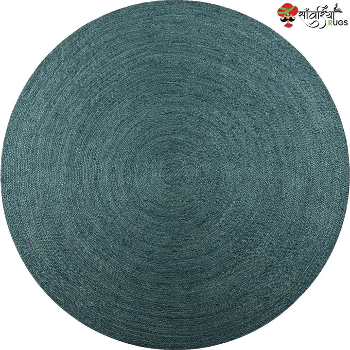 Handcrafted Multicolor Braided Round Jute Rug