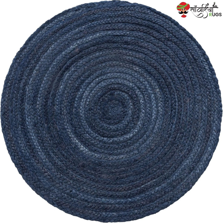 Handcrafted Multicolor Braided Round Jute Rug