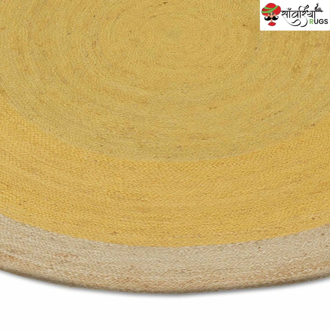 Handmade Yellow Braided Jute Round Rug for Boho Interiors