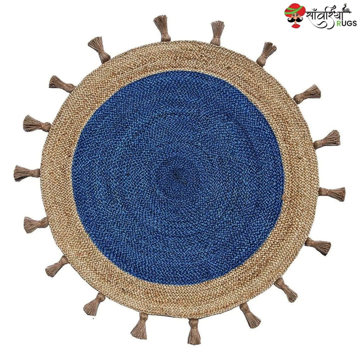 Jute Rug Round Tassel – 100% Natural Hand Braided Design