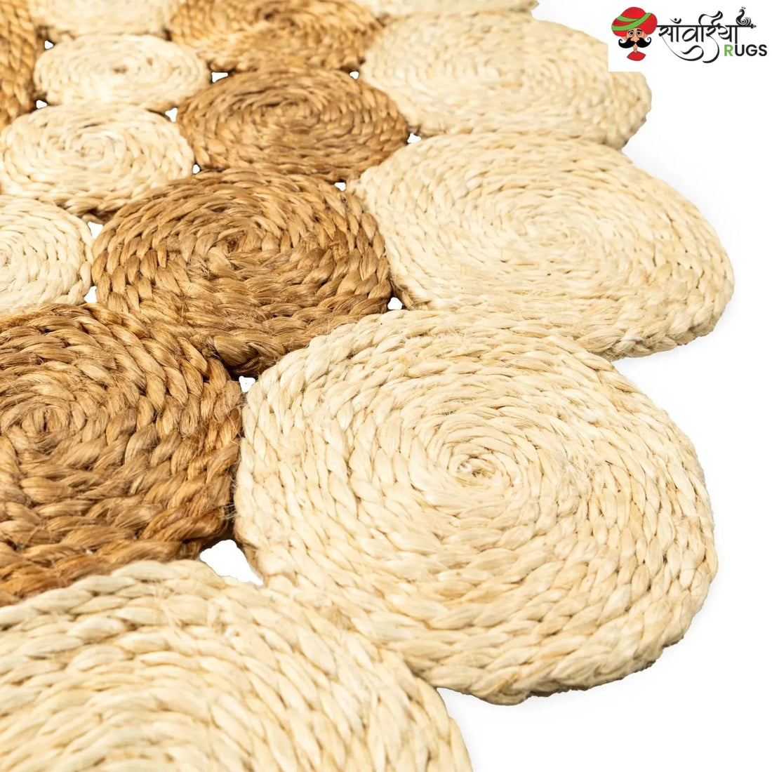 Handwoven Two-Tone Braided Jute Round Rug