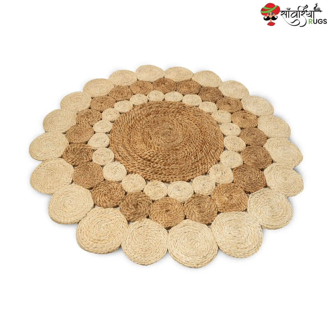 Handwoven Two-Tone Braided Jute Round Rug