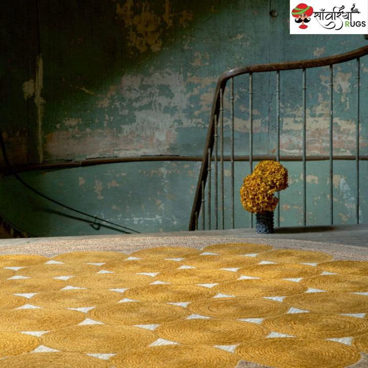 Handcrafted Round Jute Area Rug – Braided Disc Design