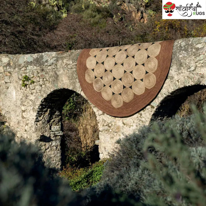 Handcrafted Brown Round Jute Area Rug – Braided Disc Design