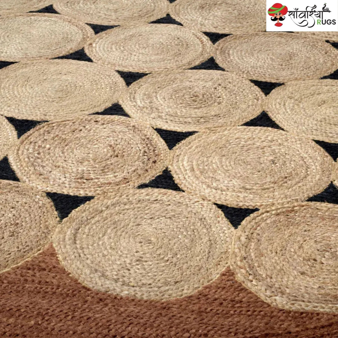 Handcrafted Brown Round Jute Area Rug – Braided Disc Design