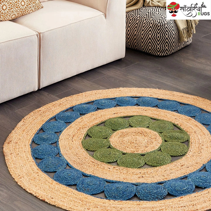 Handcrafted Round Braided Jute Rug – Decorative Home Flooring