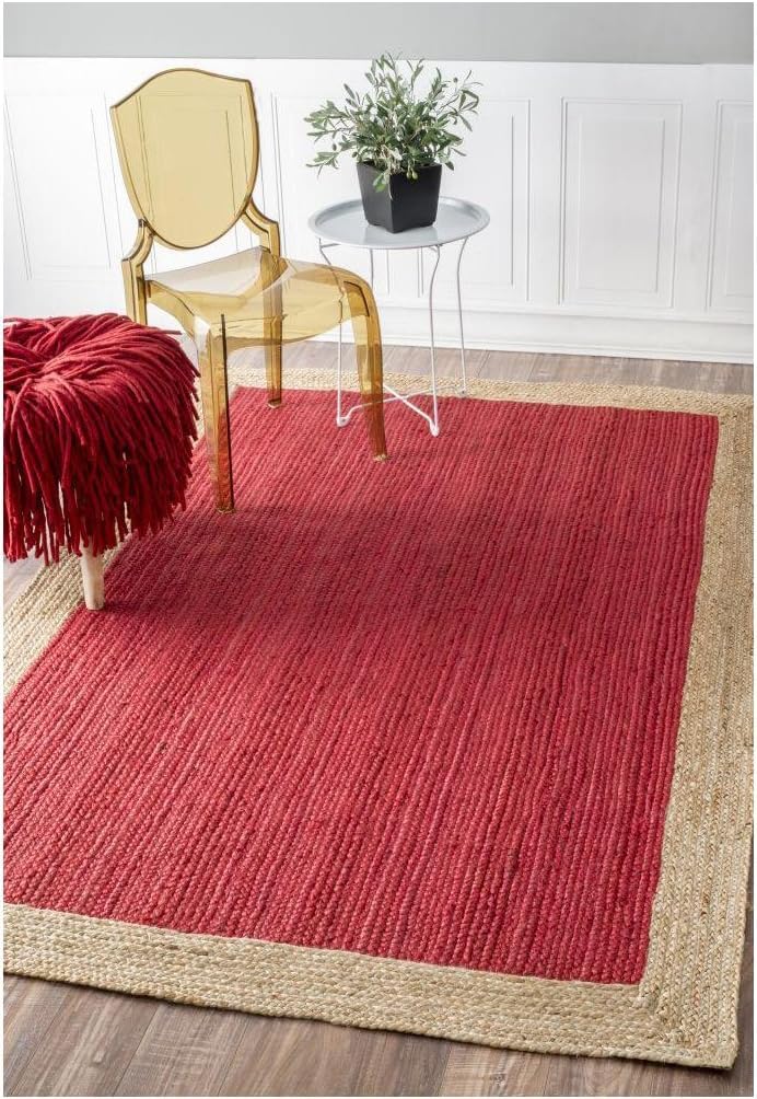 Braided Jute Rug - Handwoven Floor Carpet for Living Room, Bedroom, Dining, and Office