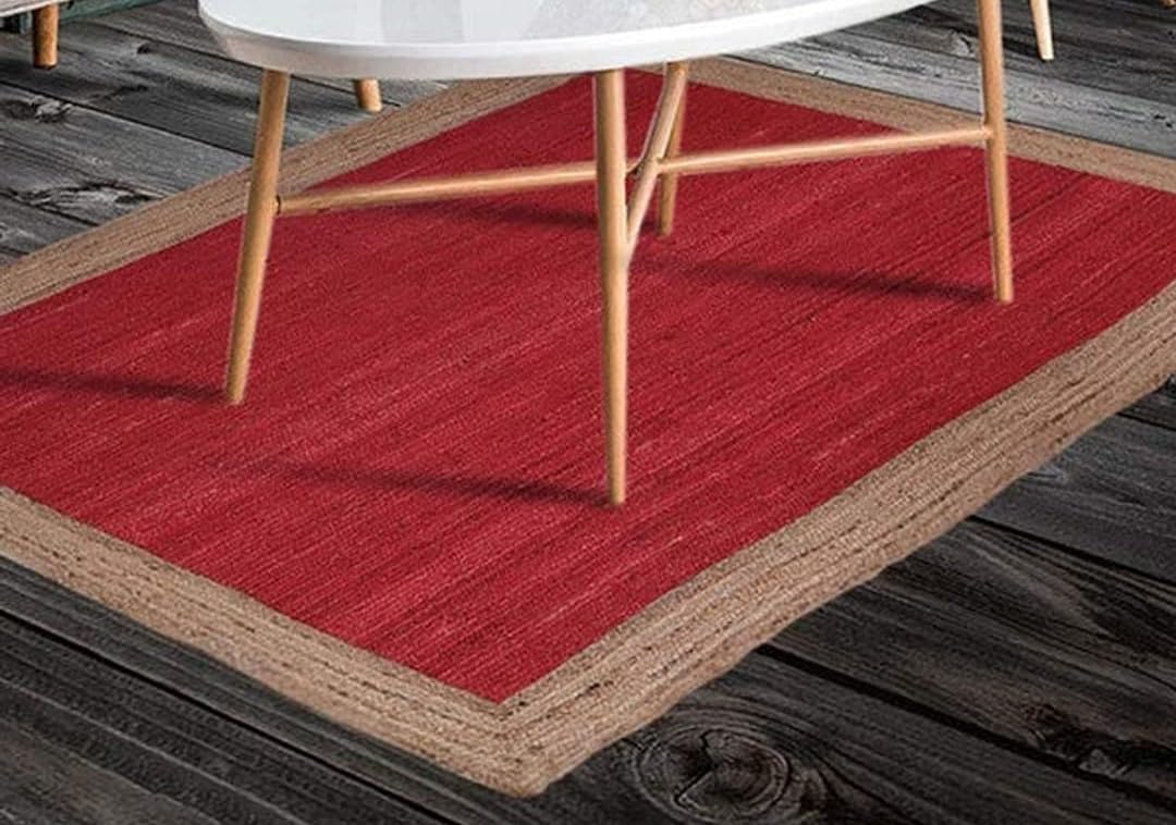 Braided Jute Rug - Handwoven Floor Carpet for Living Room, Bedroom, Dining, and Office