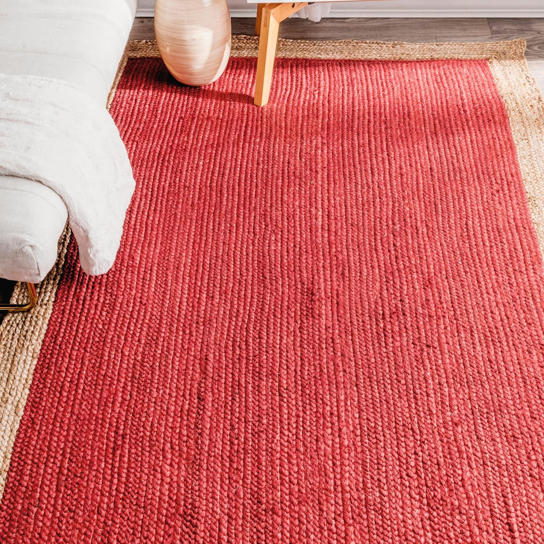 Braided Jute Rug - Handwoven Floor Carpet for Living Room, Bedroom, Dining, and Office
