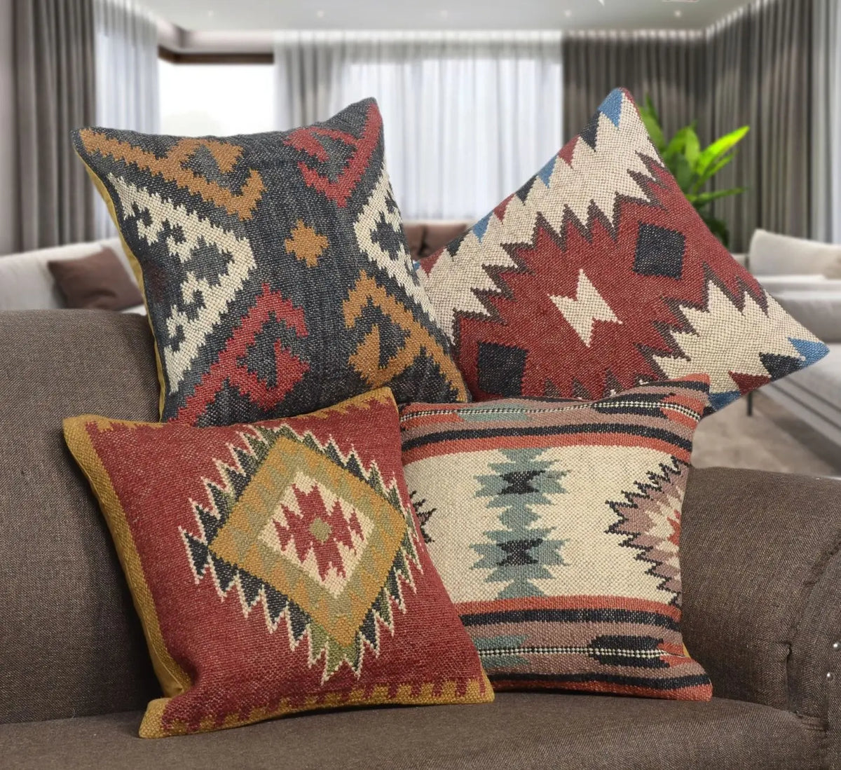 45x45 cm Bohemian Wool Jute Kilim Pillowcases