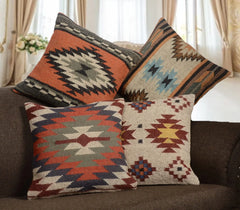 Handwoven 4 Set Wool Jute Kilim Pillows