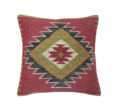 Set of 4 Handmade Wool Jute Kilim Cushion Covers