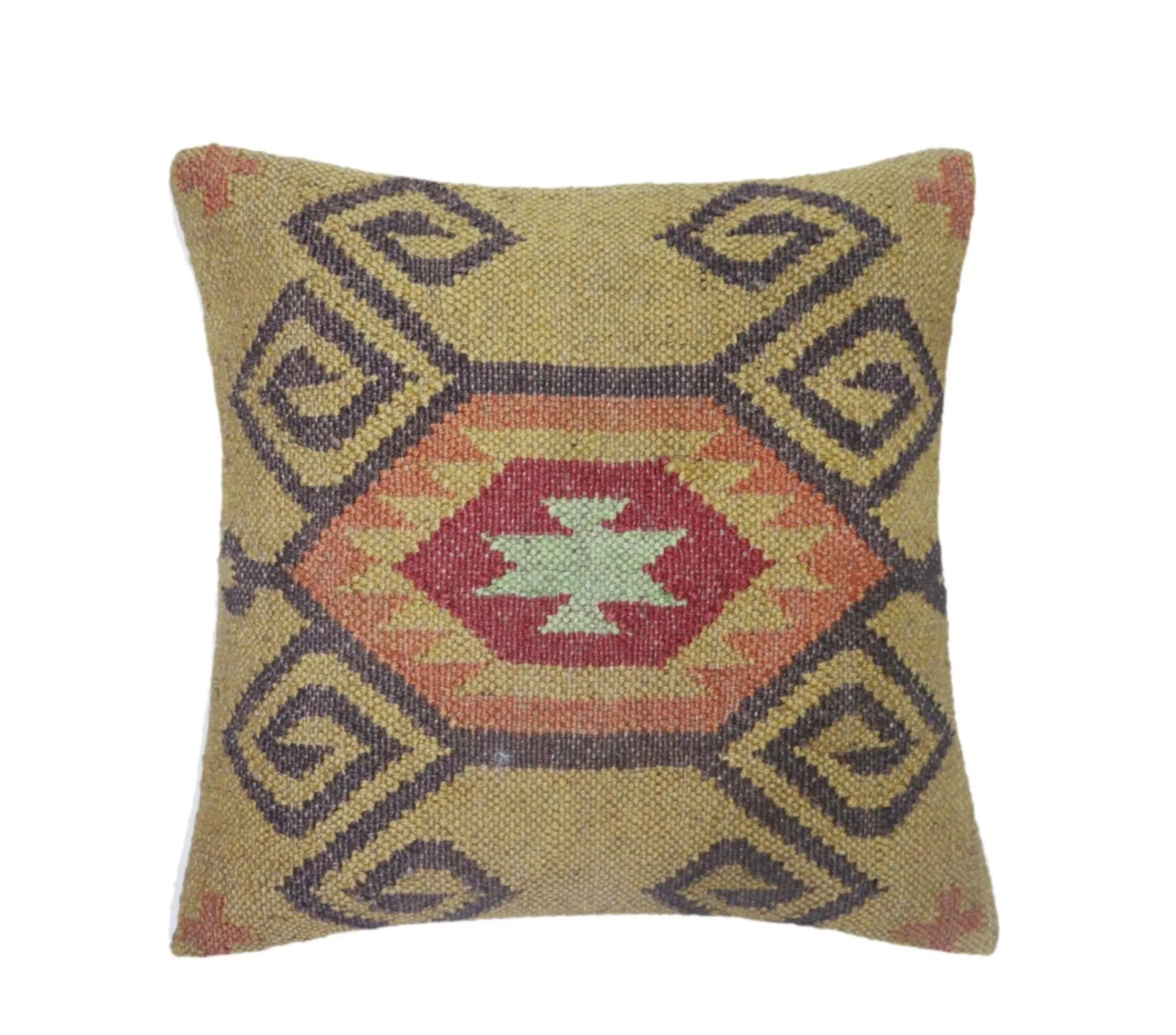 Set of 4 Handmade Wool Jute Kilim Cushion Covers