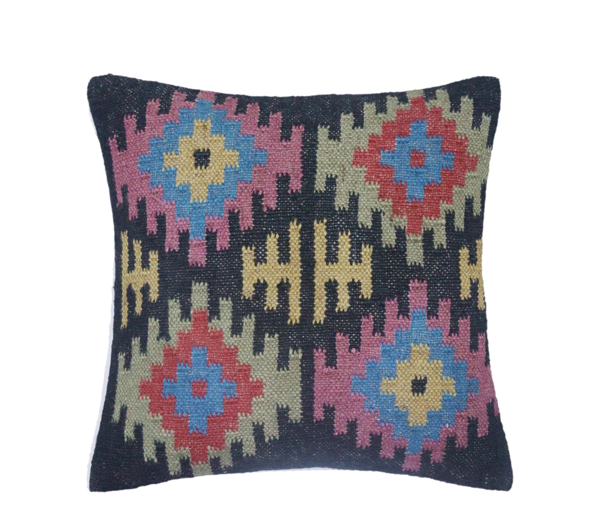 Handwoven Multicolor 5 Set Wool jute Kilim Cushion Cover