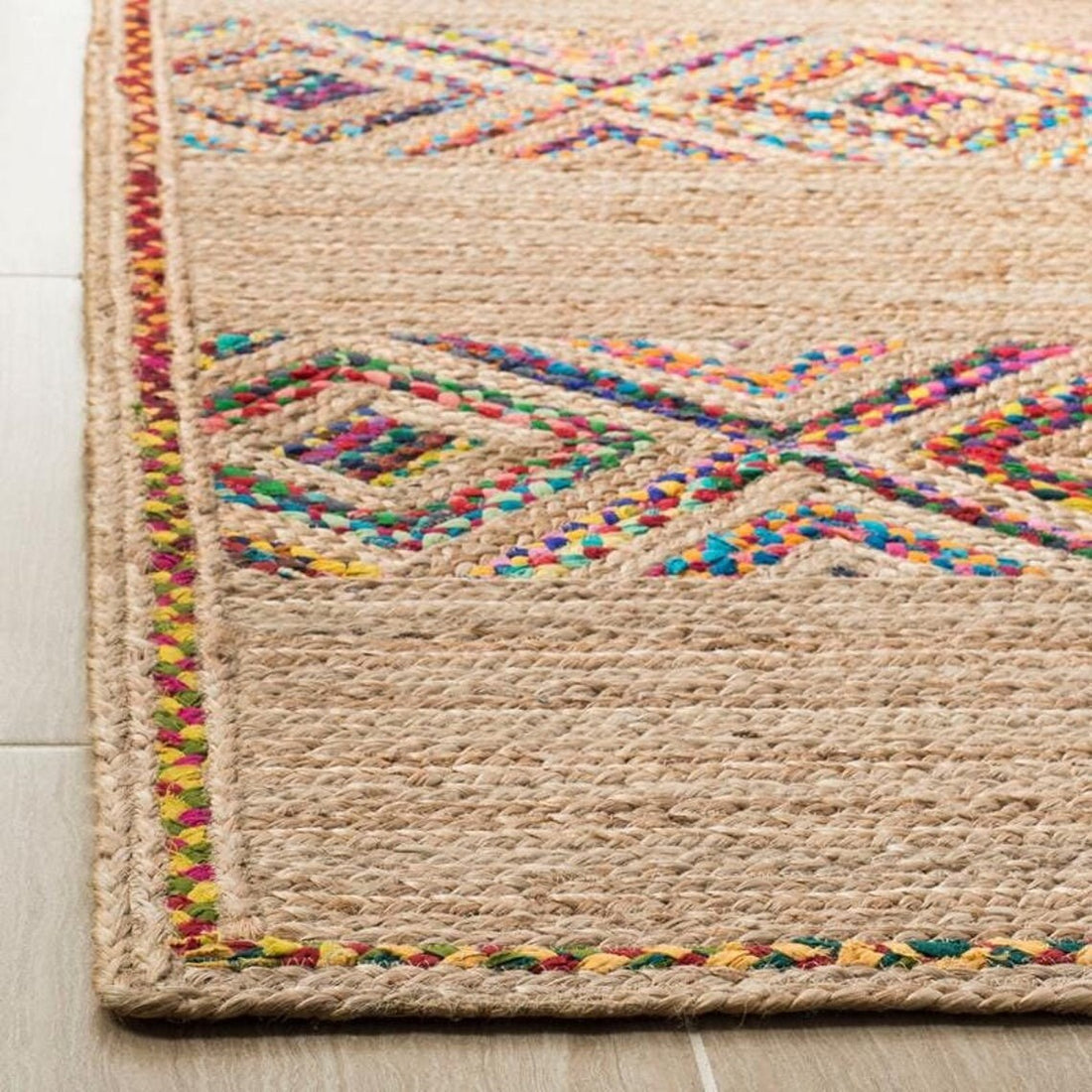 Handwoven Jute Runner Rug | Colorful Braided Chindi Rag