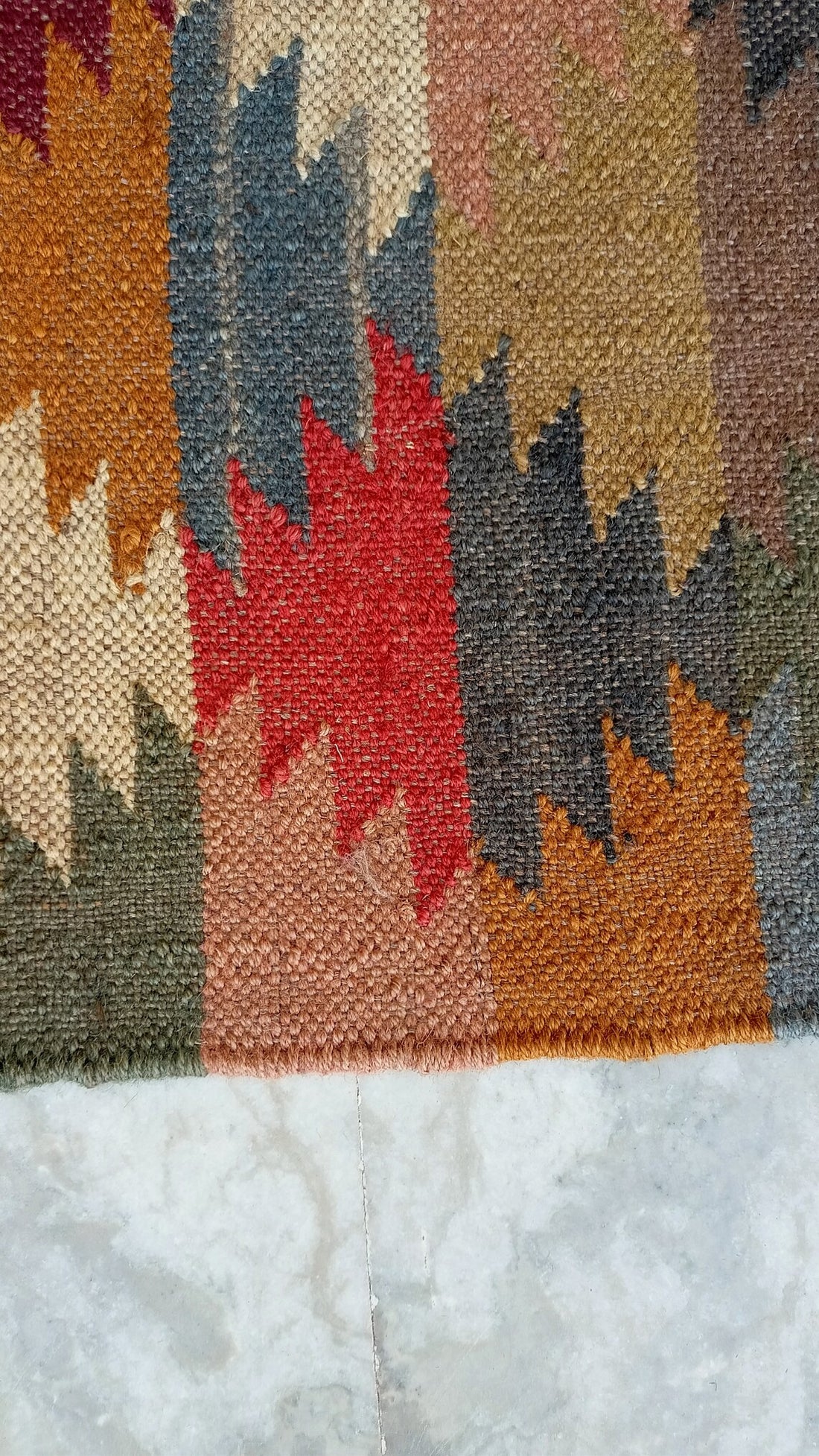 Handwoven Wool Jute Kilim Runner Rug with Classic Oriental Geometric Patterns