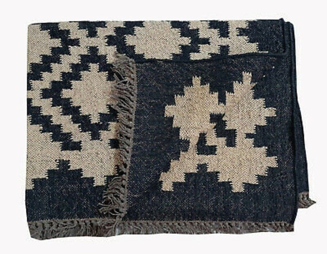 Handwoven Wool Jute Kilim Rug