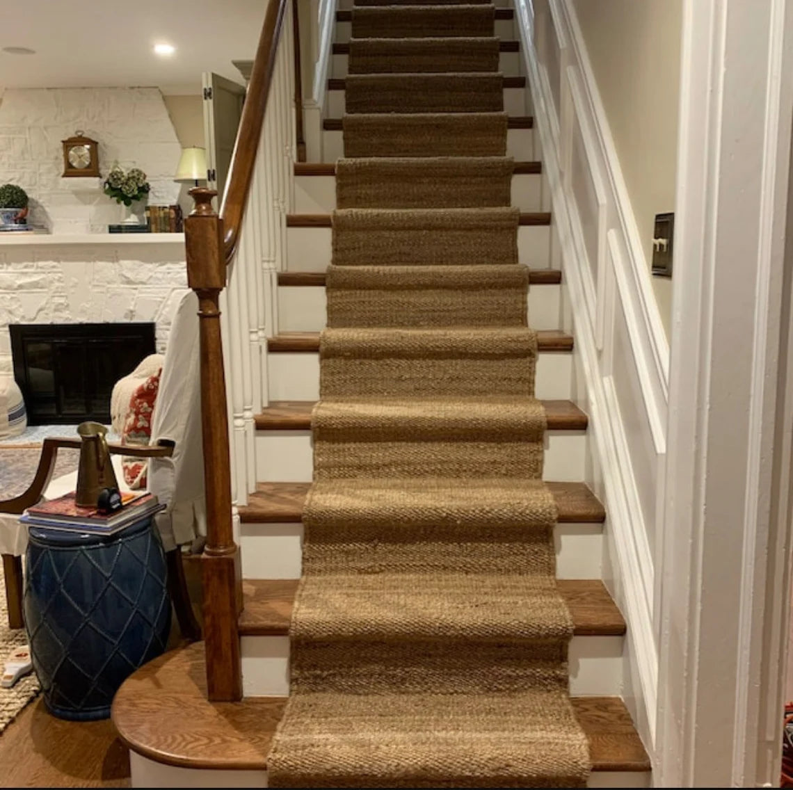 Handwoven Hemp Jute Stair Runner | Natural Eco Rustic Runner Rug