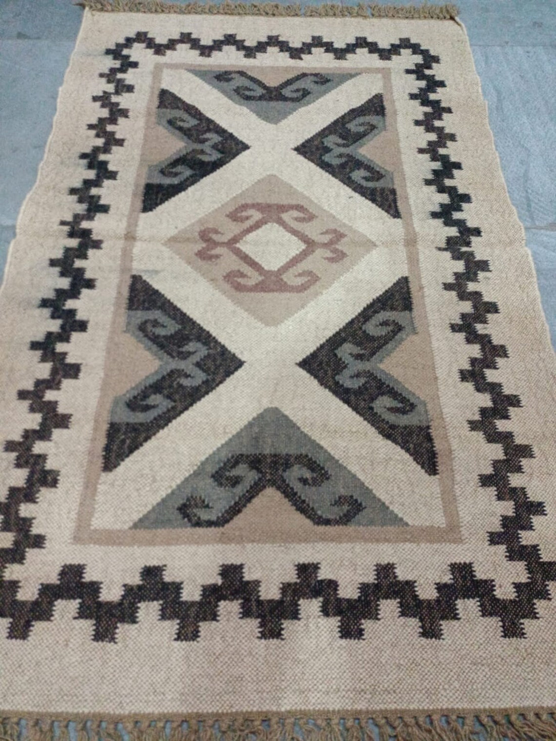 Handwoven Wool–Jute Kilim Runner