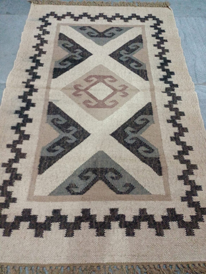 Handwoven Wool–Jute Kilim Runner