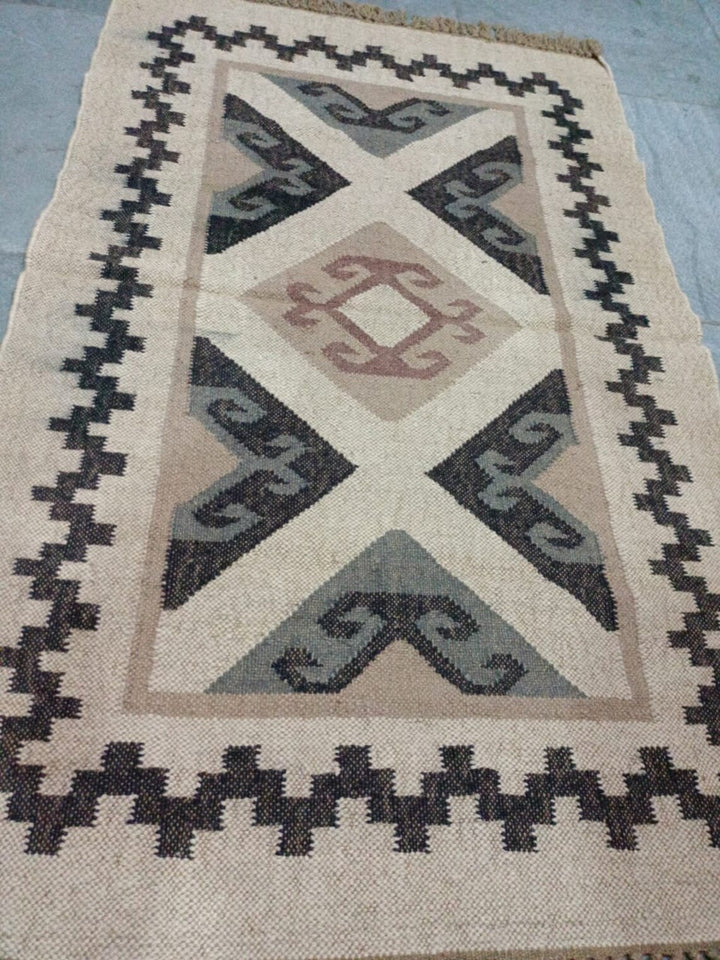 Handwoven Wool–Jute Kilim Runner