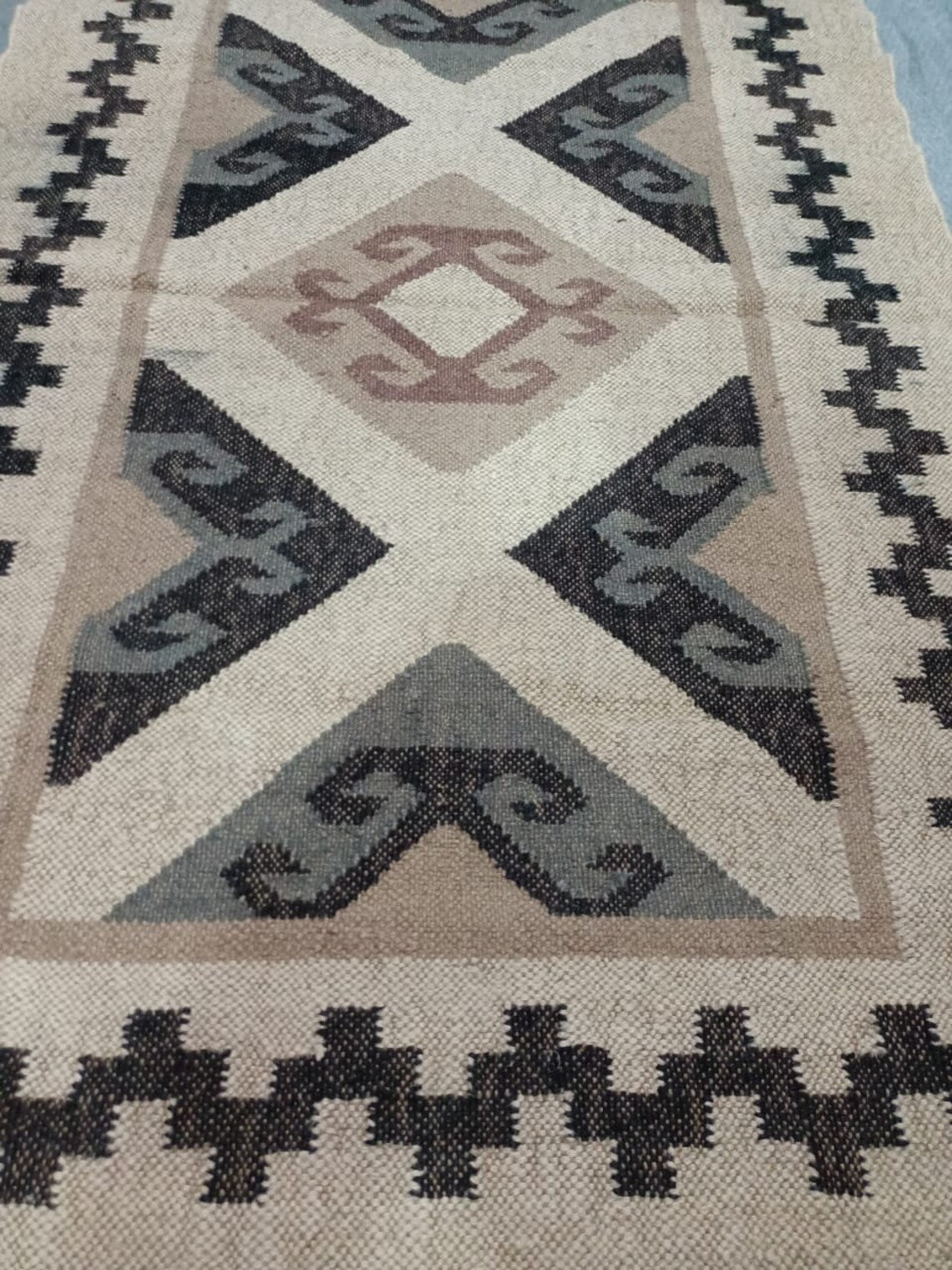 Handwoven Wool–Jute Kilim Runner