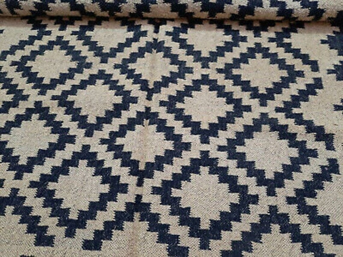 Handwoven Wool Jute Kilim Rug