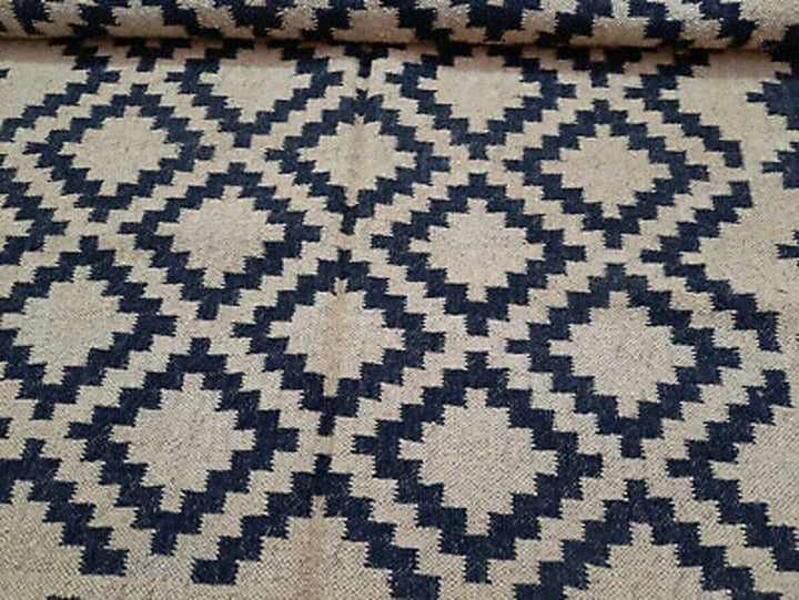 Handwoven Wool Jute Kilim Rug