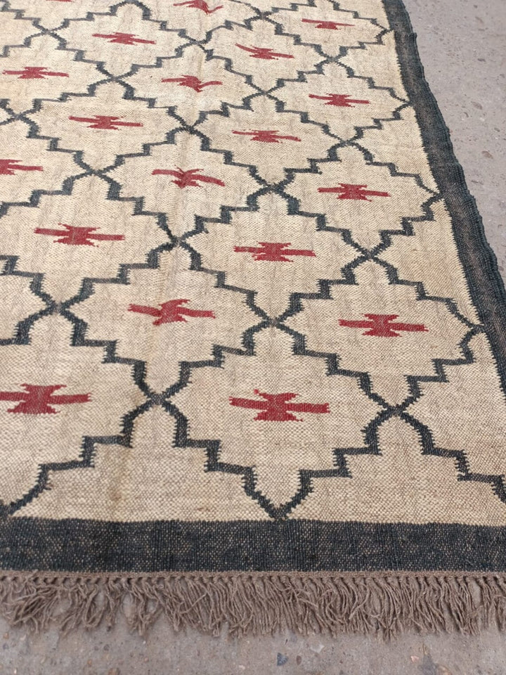 Handwoven Wool Jute Kilim Rug – Egyptian Pattern