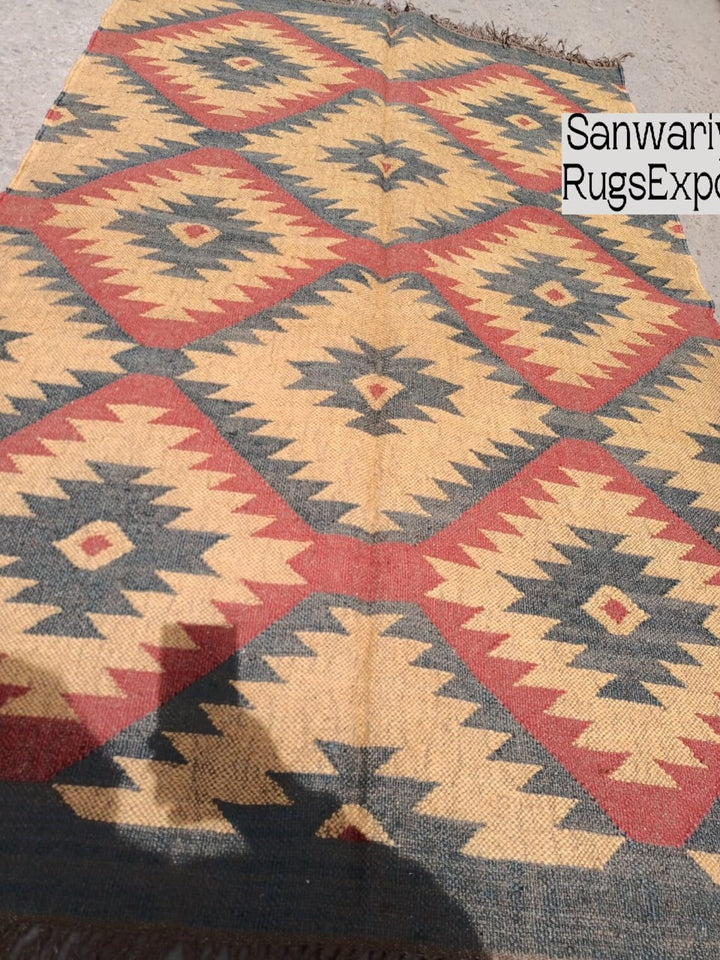 Handwoven Wool Kilim Rug – Egyptian Inspired Design