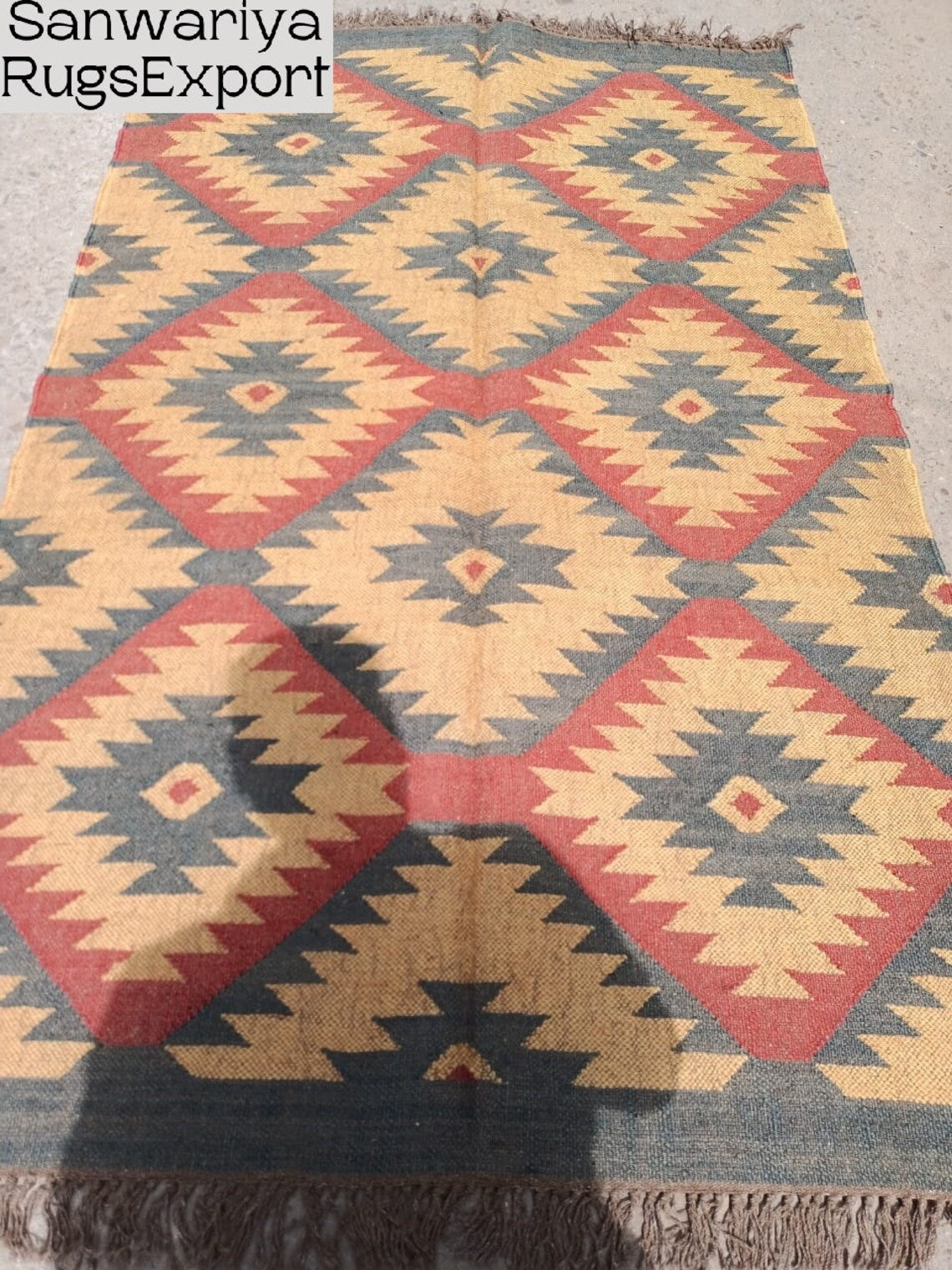 Handwoven Wool Kilim Rug – Egyptian Inspired Design