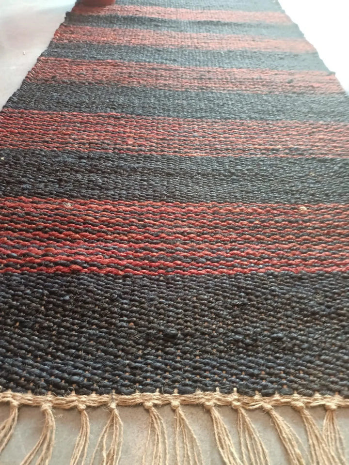 Hand Loomed Natural Jute Runner | Braided Grey & Natural Rug