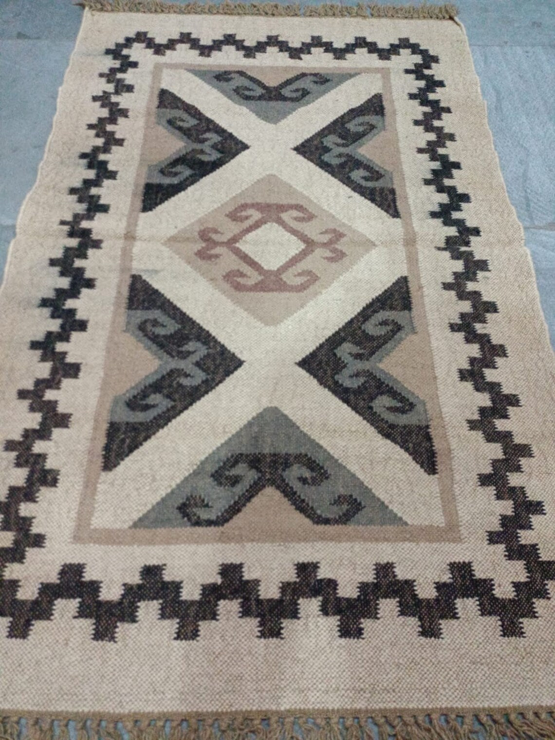 Handwoven Wool–Jute Kilim Runner