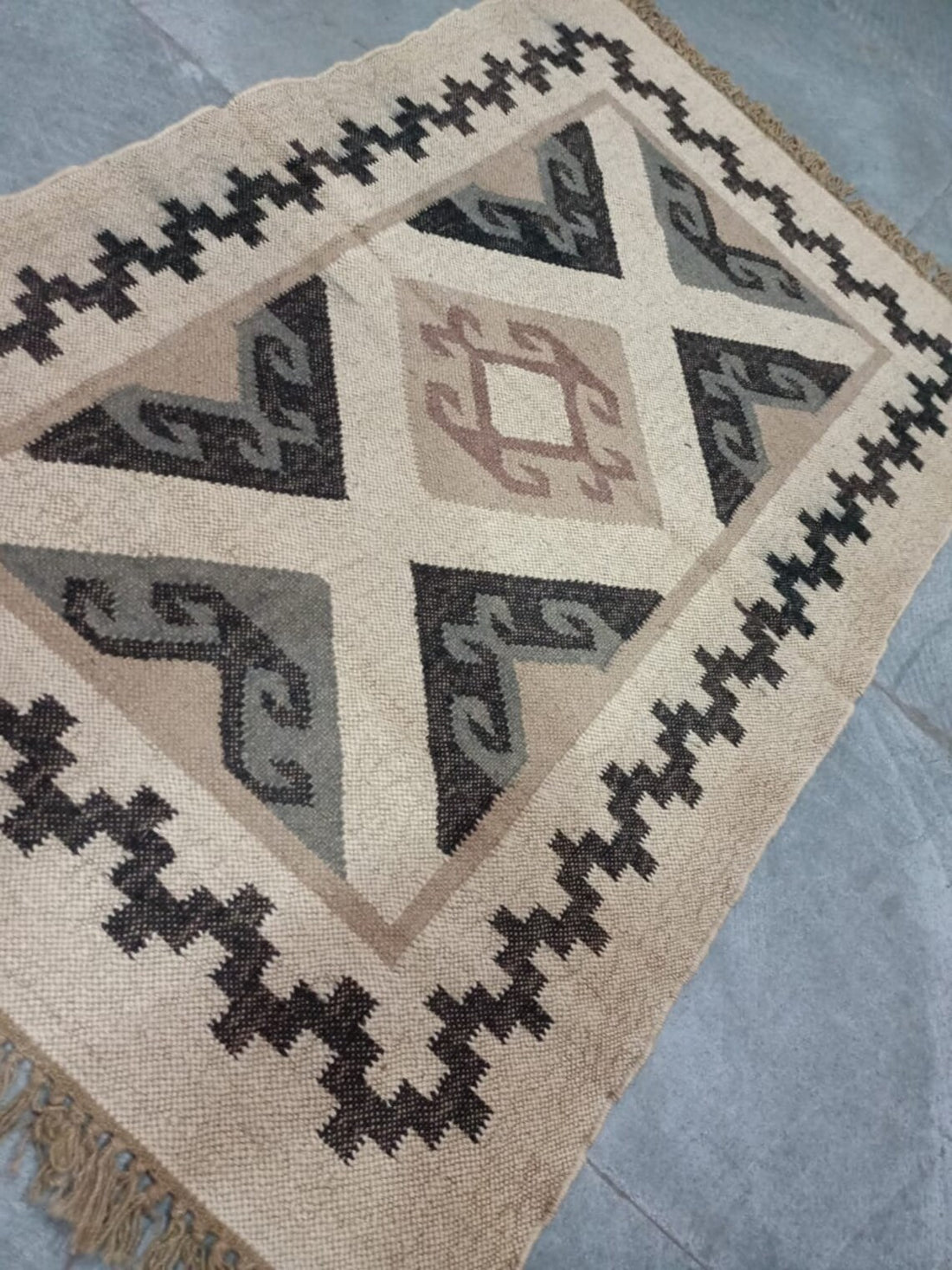 Handwoven Wool–Jute Kilim Runner