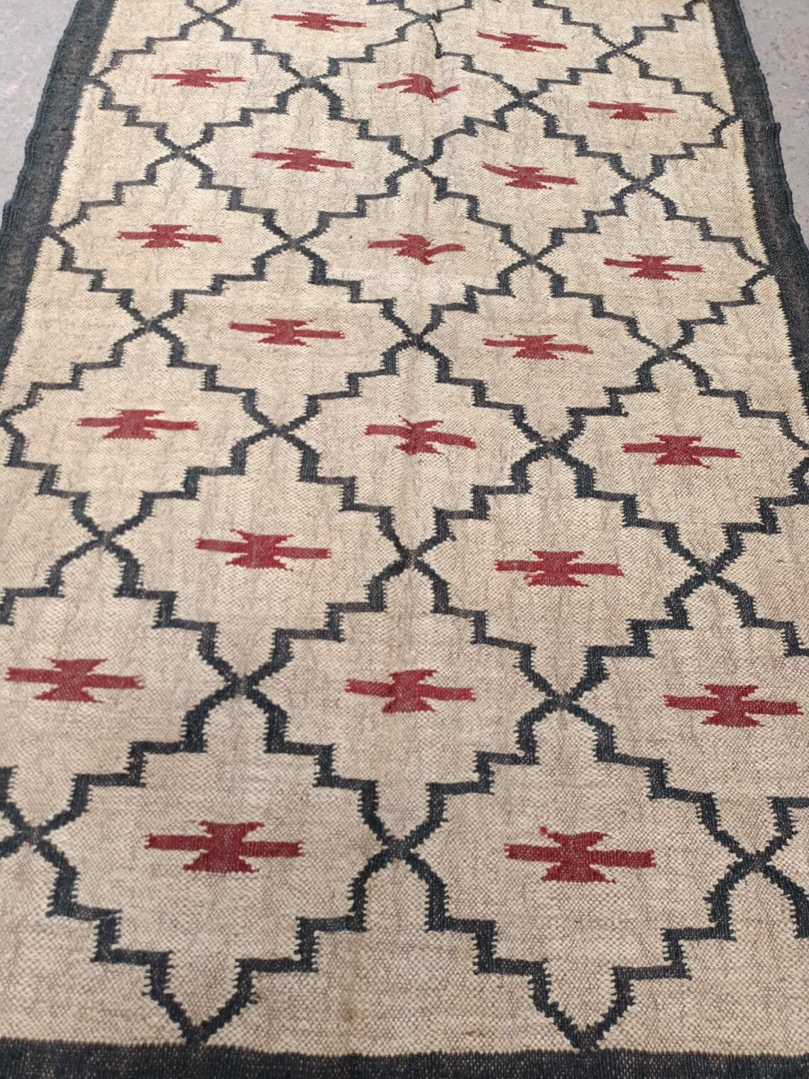 Handwoven Wool Jute Kilim Rug – Egyptian Pattern