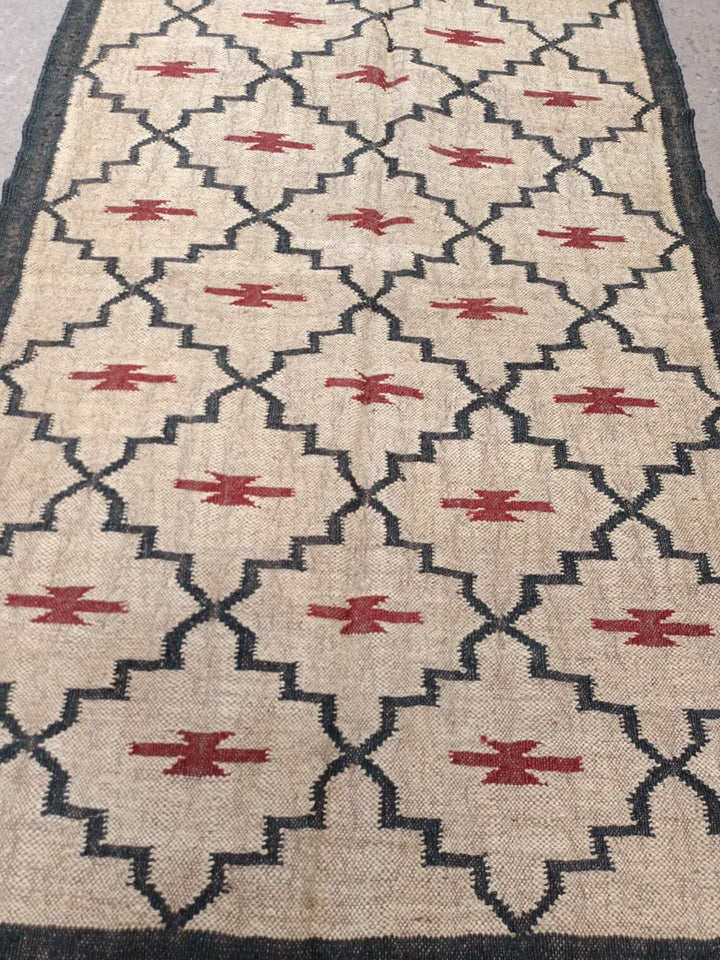 Handwoven Wool Jute Kilim Rug – Egyptian Pattern