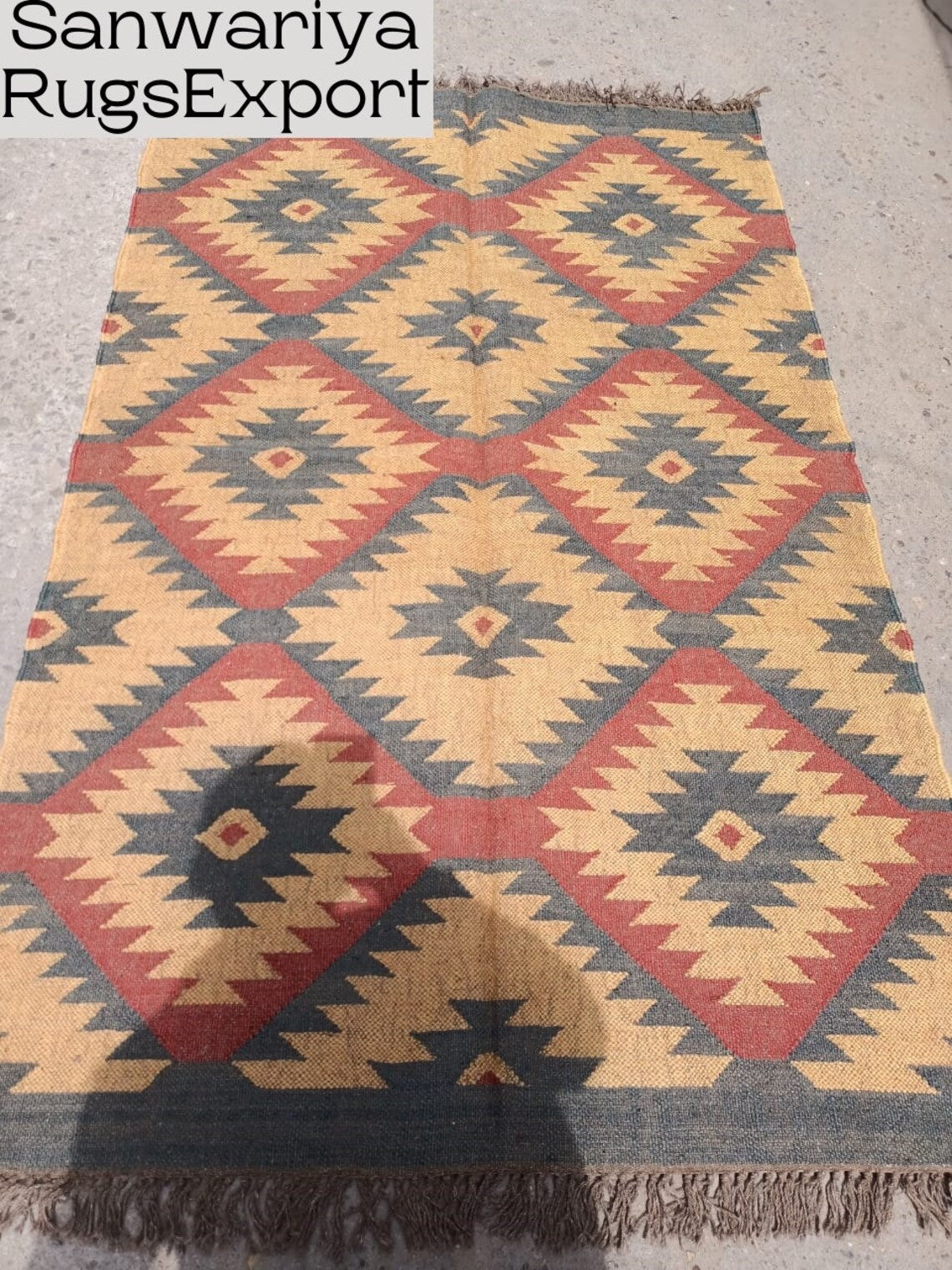 Handwoven Wool Kilim Rug – Egyptian Inspired Design