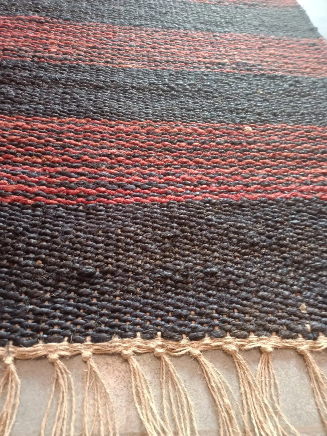 Hand Loomed Natural Jute Runner | Braided Grey & Natural Rug