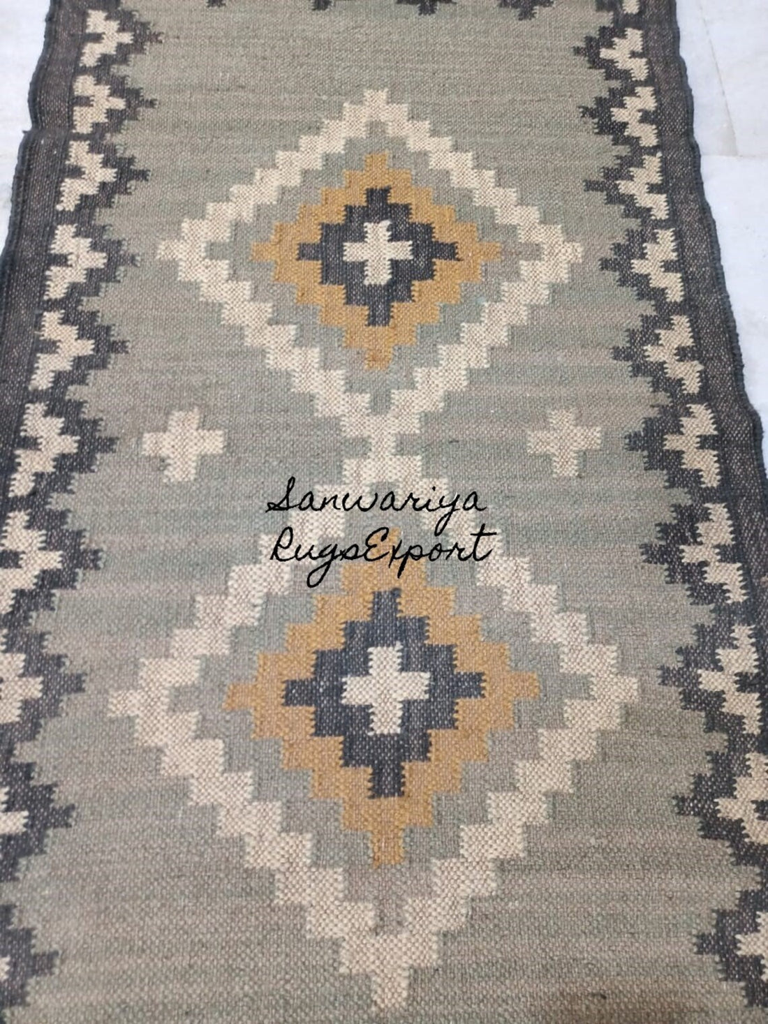 Handwoven Wool Jute Rug Handmade Kilim Dhurrie Rug, Braided Oriental Runner