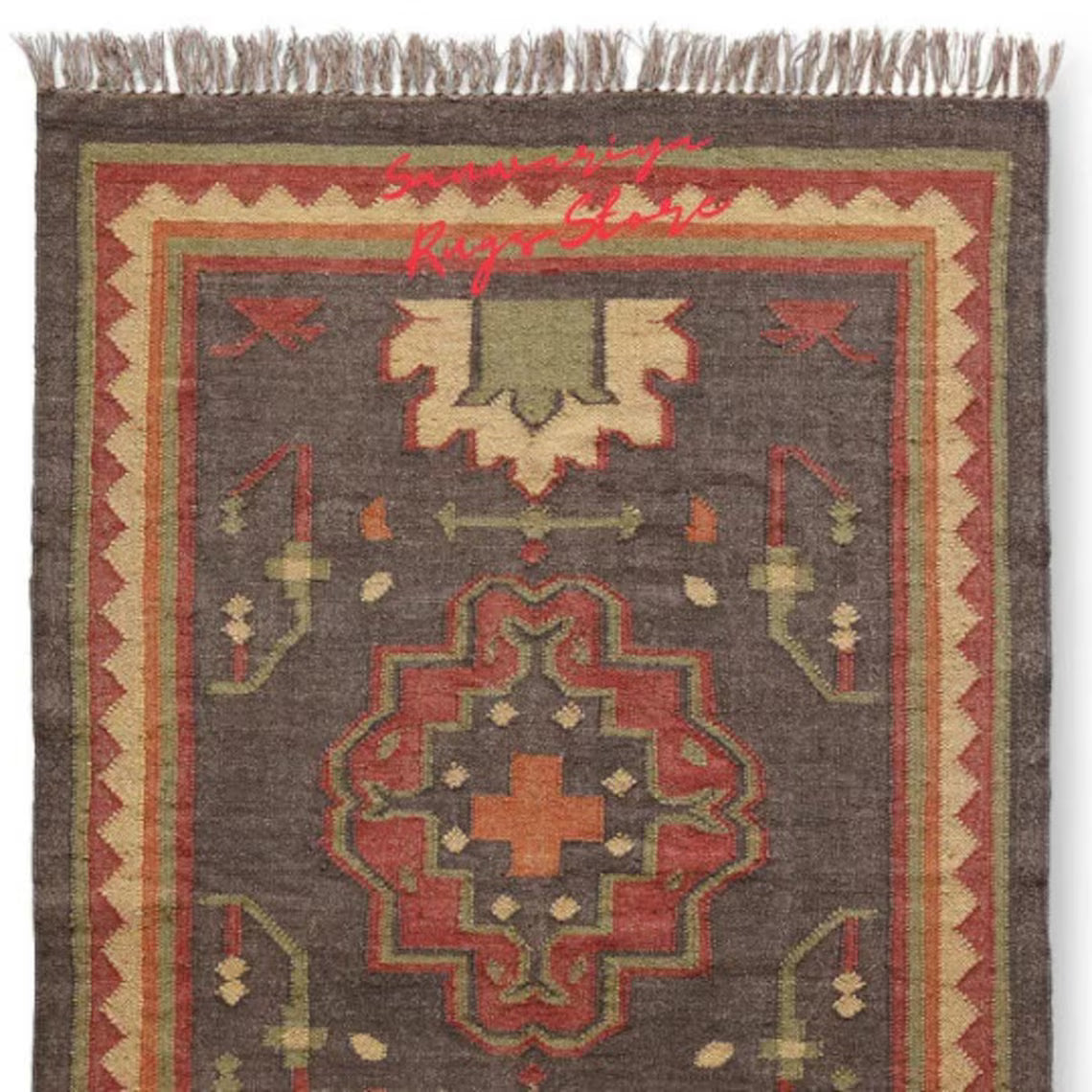 Kilim Rug – Handwoven Wool & Jute Dhurrie | Traditional Indian Area Carpet