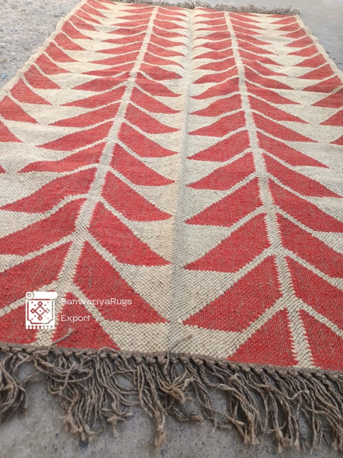 Handwoven Wool Jute Kilim Dhurrie Rug